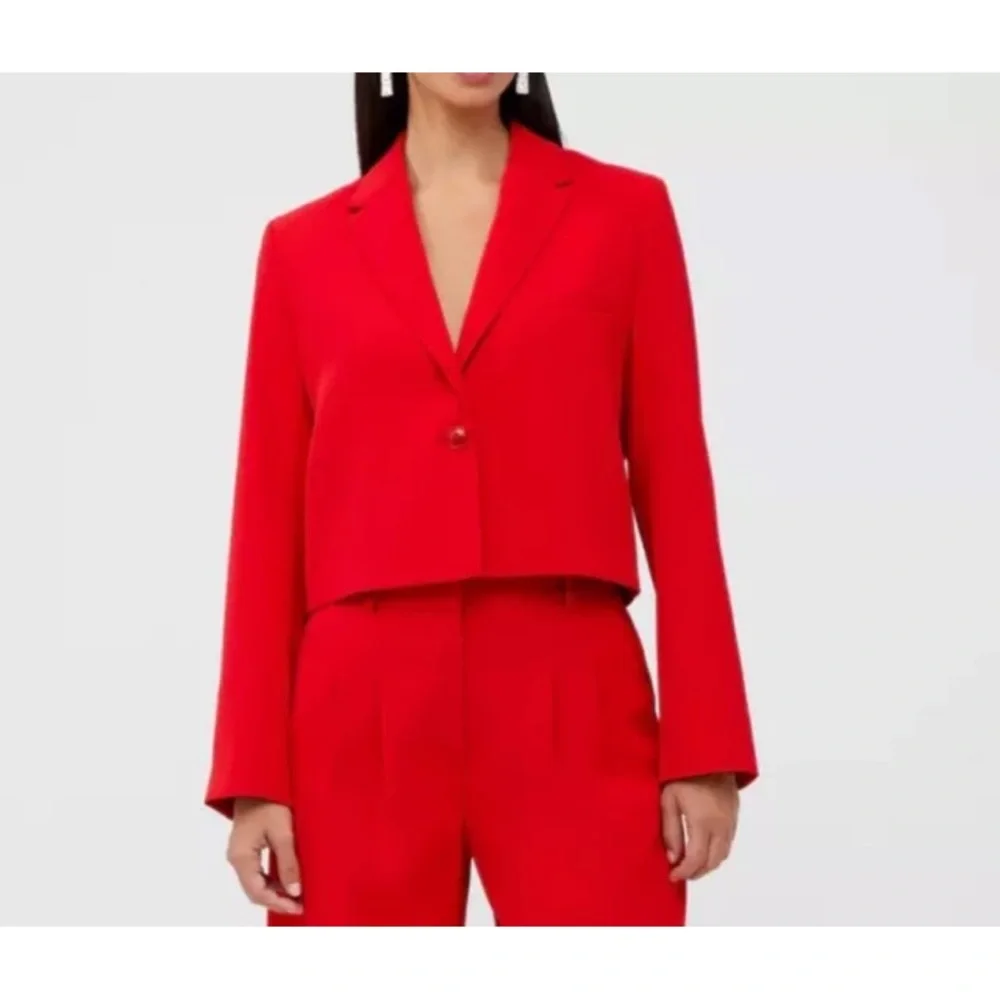French Connection Harry Suiting Cropped Blazer Scarlet Red Size XS